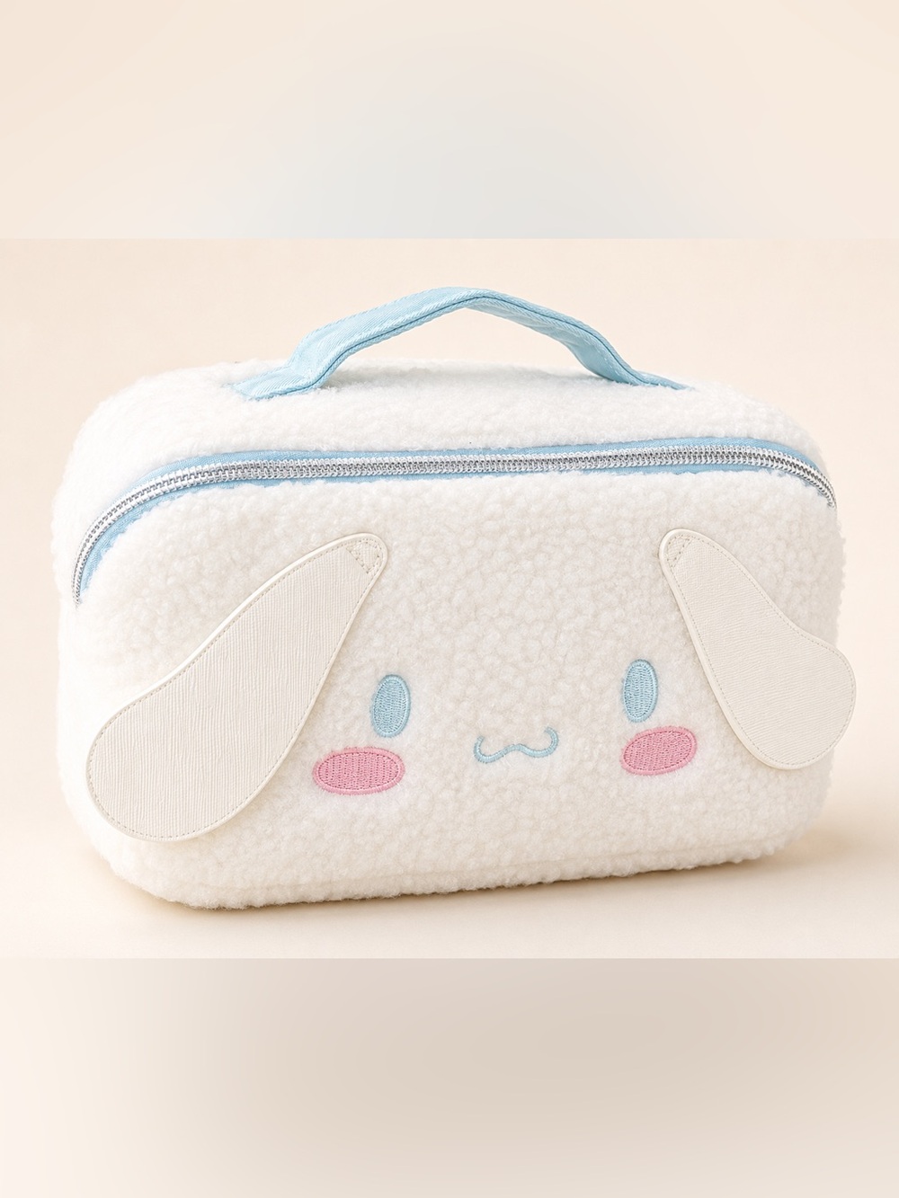Sanrio Plush White Cinnamoroll Carry Bag with Light Blue and Pink Accents